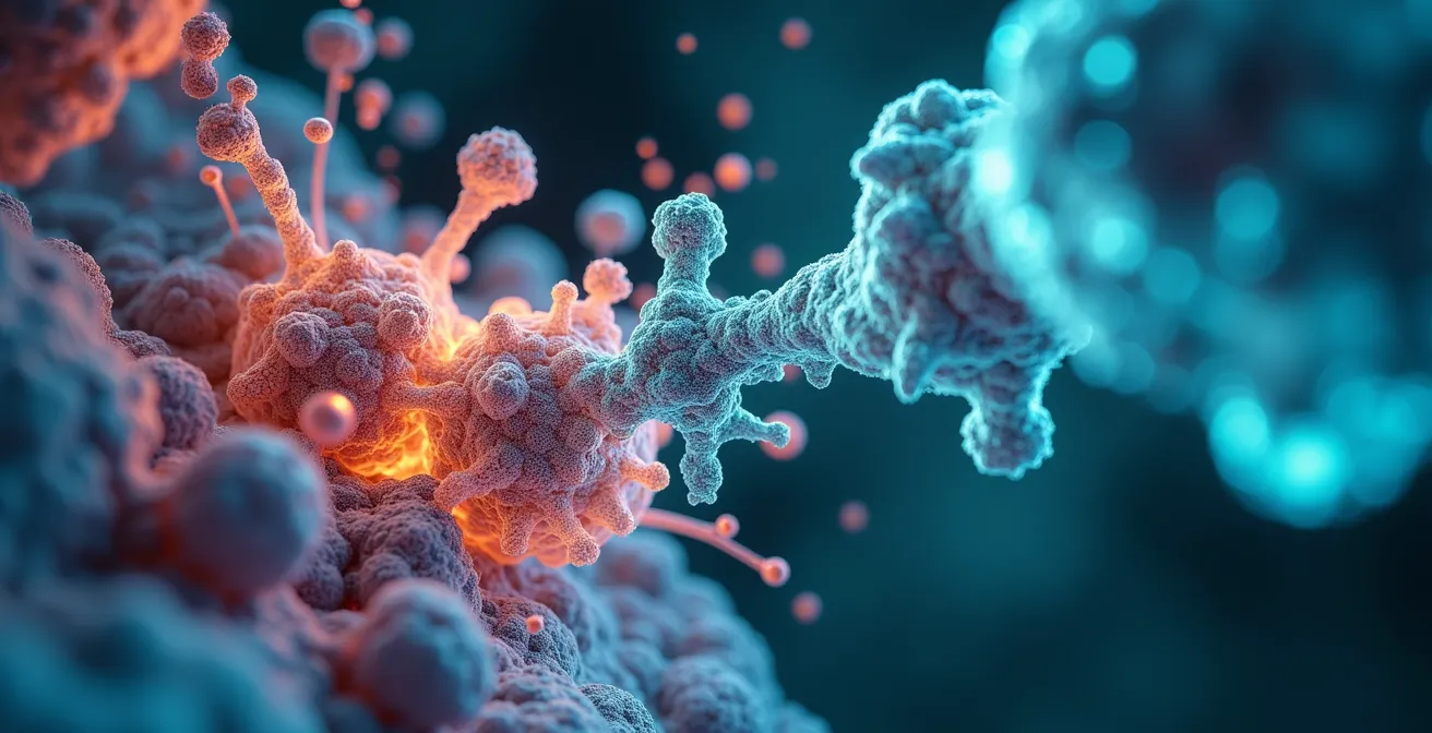 Wissenschaftliche Visualisierung des enzymatischen Abbaus von Urinmolekülen in Wasser und Kohlendioxid