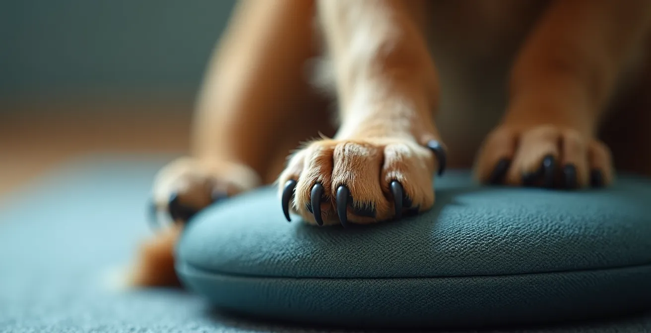 Hund beim ruhigen Balancetraining auf instabiler Unterlage