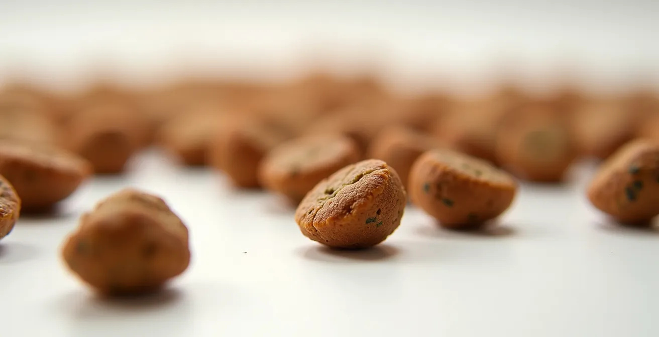 Detailaufnahme von Tierfutter mit kritischen Inhaltsstoffen im Fokus