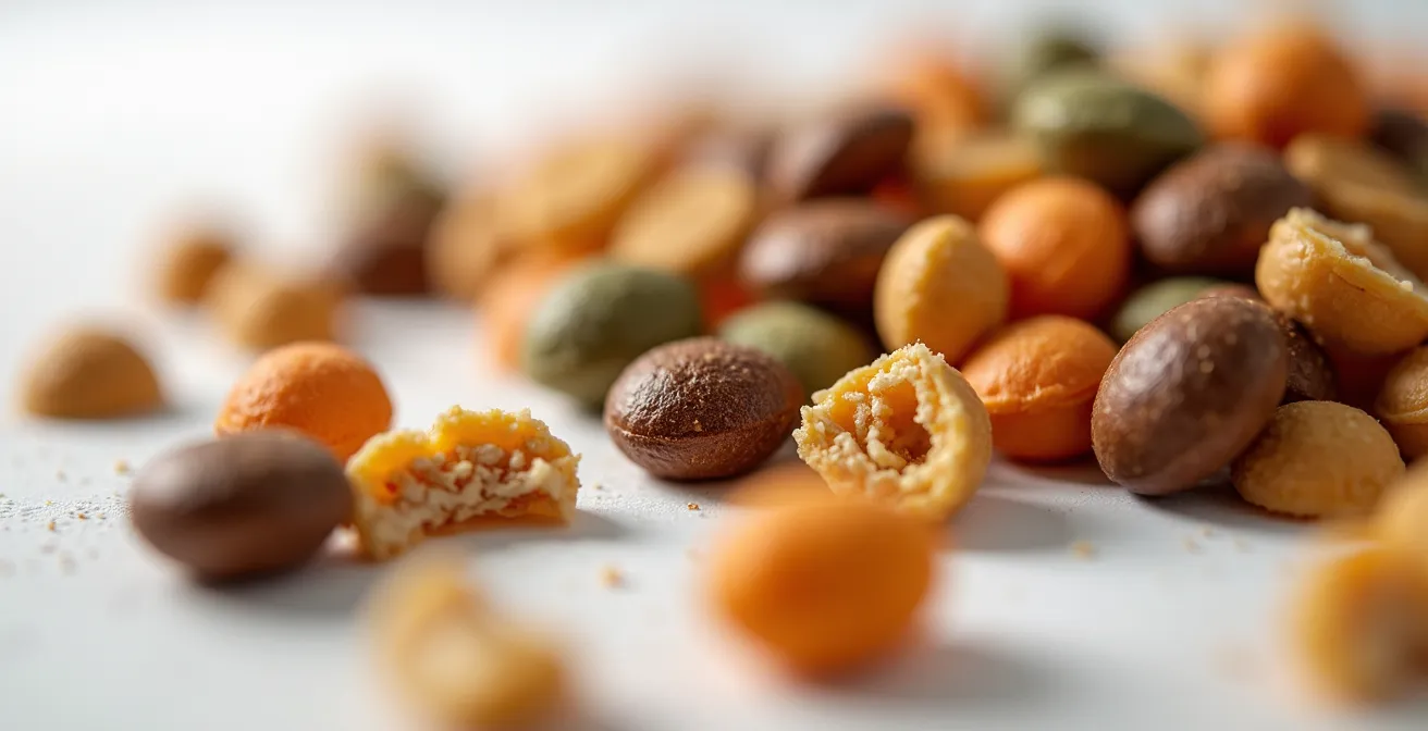 Makroaufnahme von Tierfutter-Etiketten mit wichtigen Inhaltsstoffen