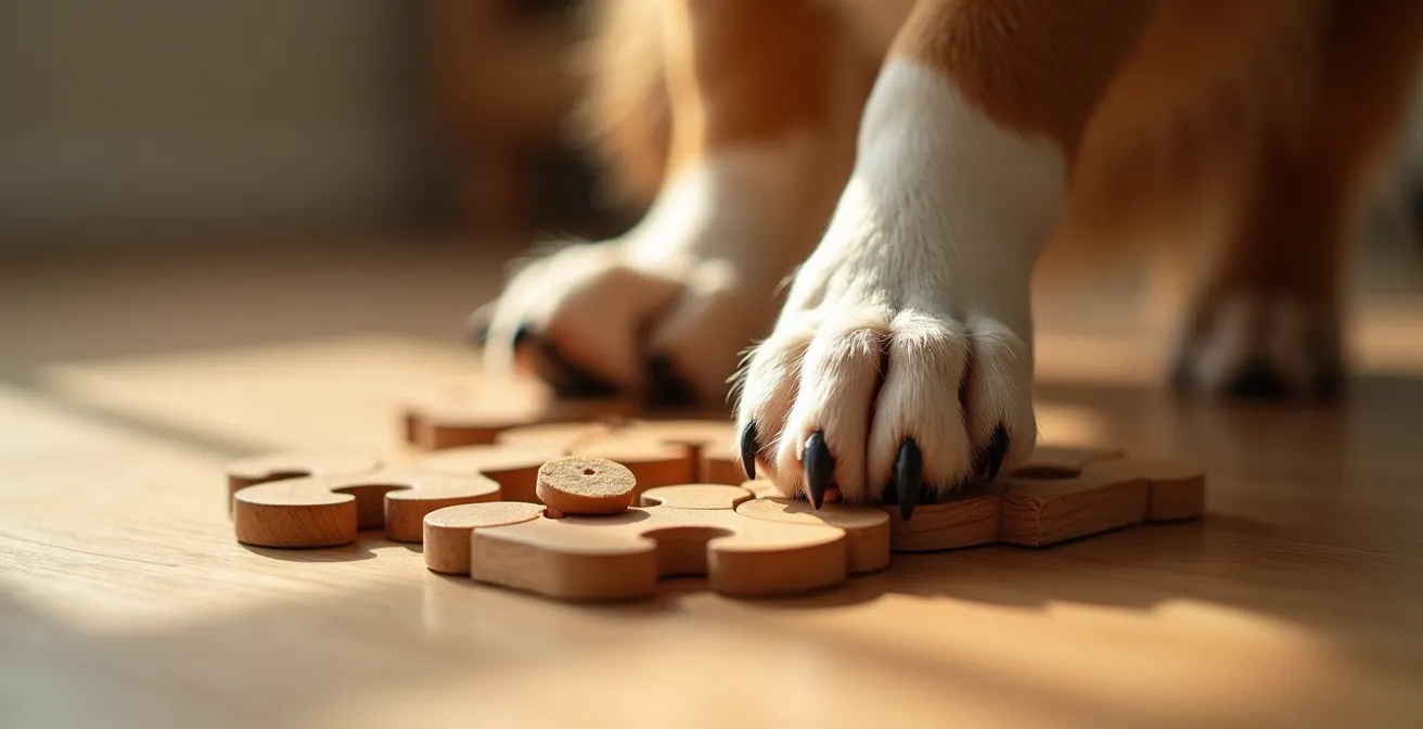 Hund löst kreative Denkaufgabe mit Intelligenzspielzeug