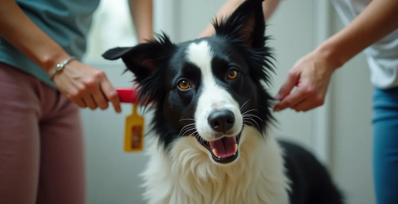 Hund zeigt durch Kopfabwenden das Stopp-Signal während einer Trainingseinheit