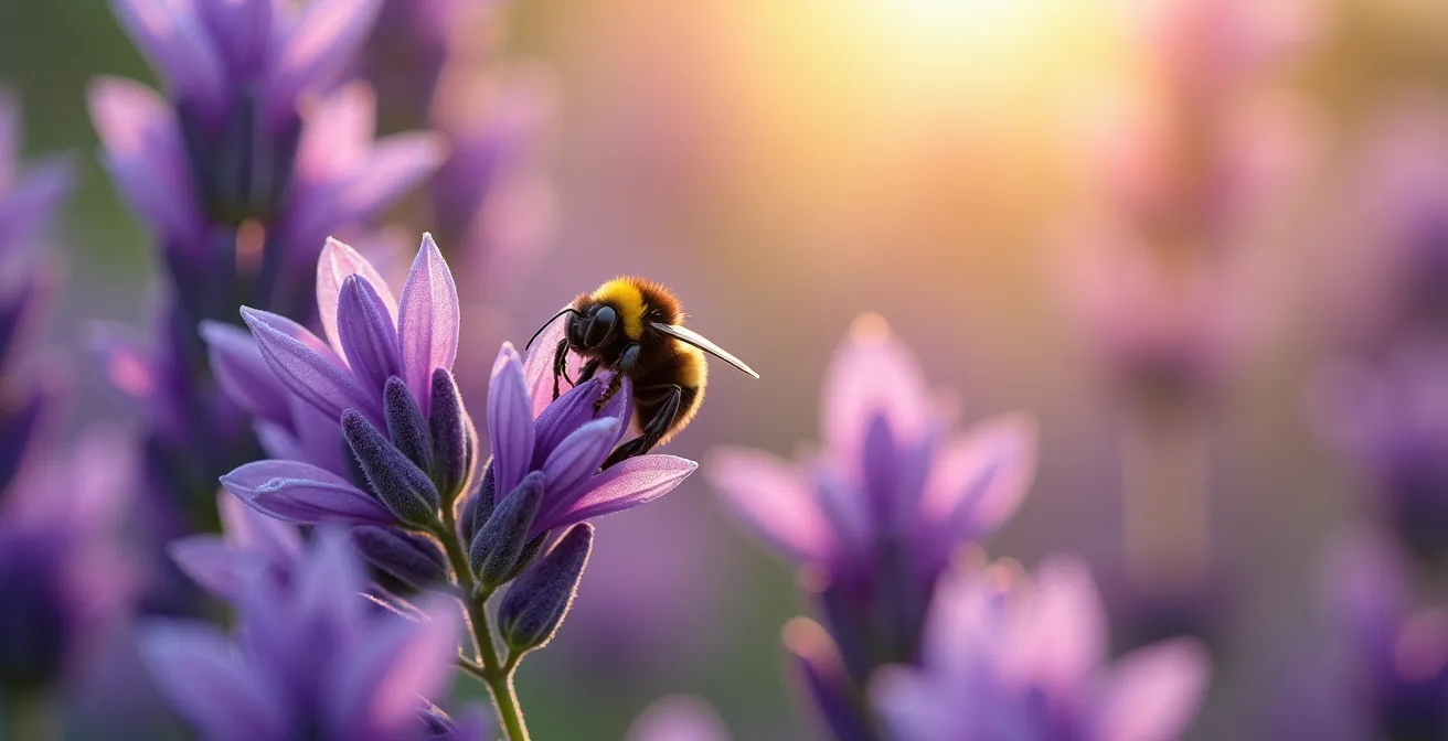Blühender naturnaher Garten mit heimischen Wildstauden und Insekten