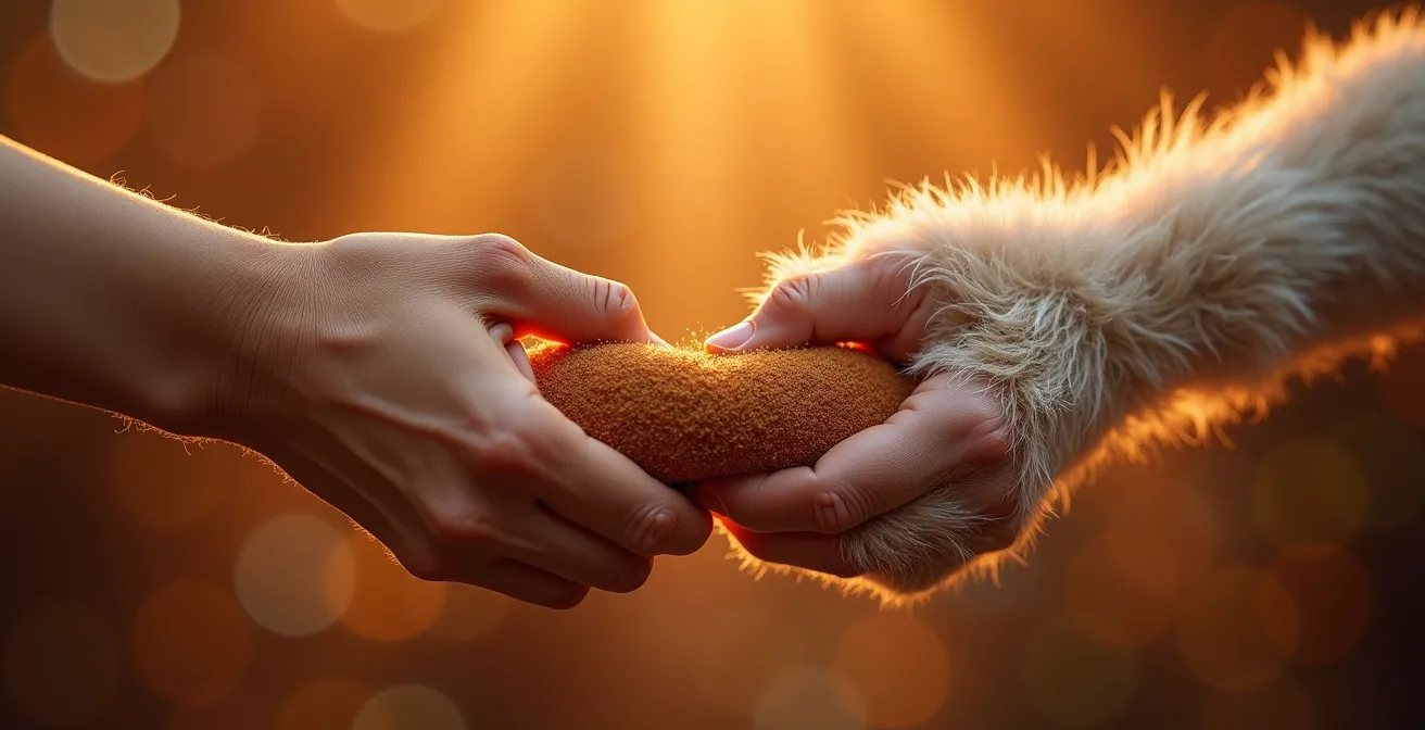 Abstrakte Darstellung der Oxytocin-Wirkung zwischen Mensch und Tier