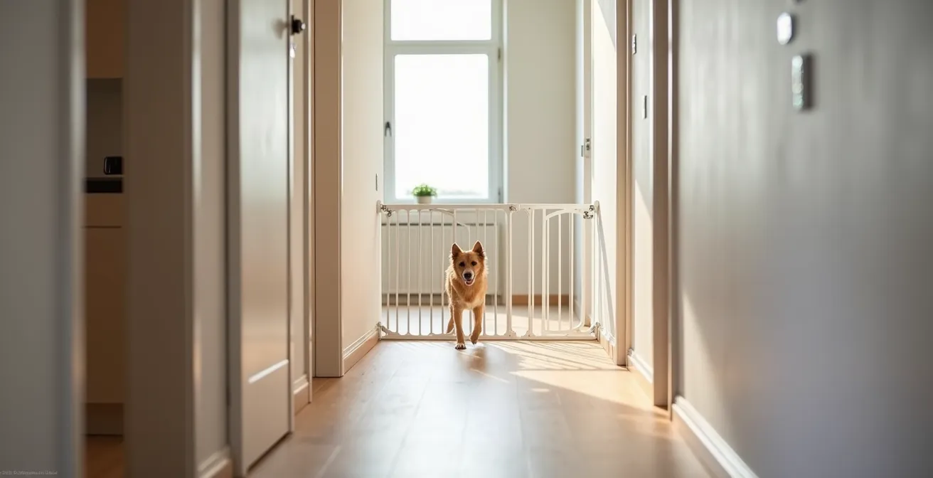 Hausinternes Sicherheitsmanagement mit Kindergittern als sichere Schleuse für aggressive Hunde