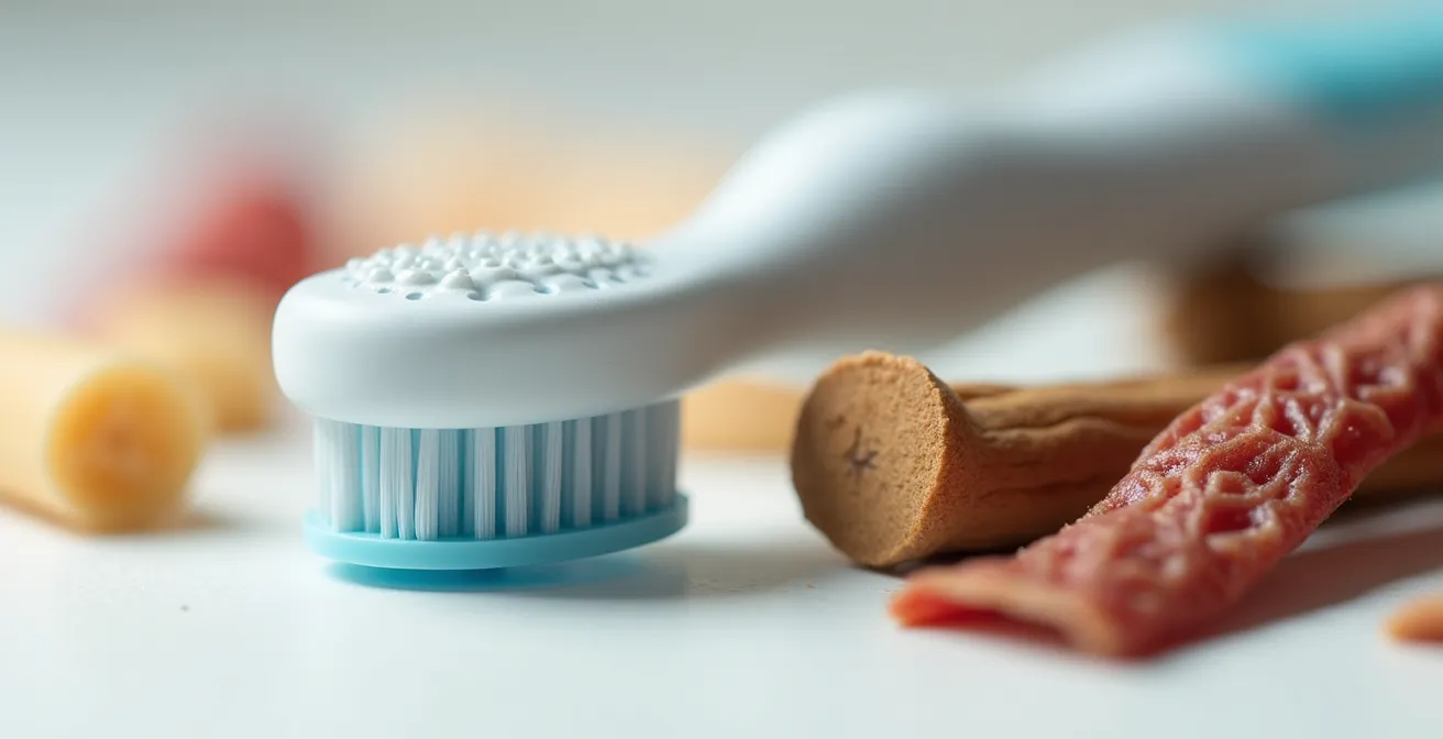 Professionelle Zahnpflegewerkzeuge für Haustiere in Makroaufnahme